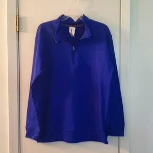 Gildan performance half zip blue long-sleeved Size M new other than sun spots